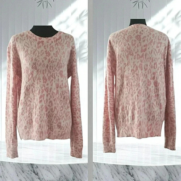 Pink Rose Angora Cozy Wool Cheetah Soft Stretch Pullover Sweater Small - Picture 2 of 8